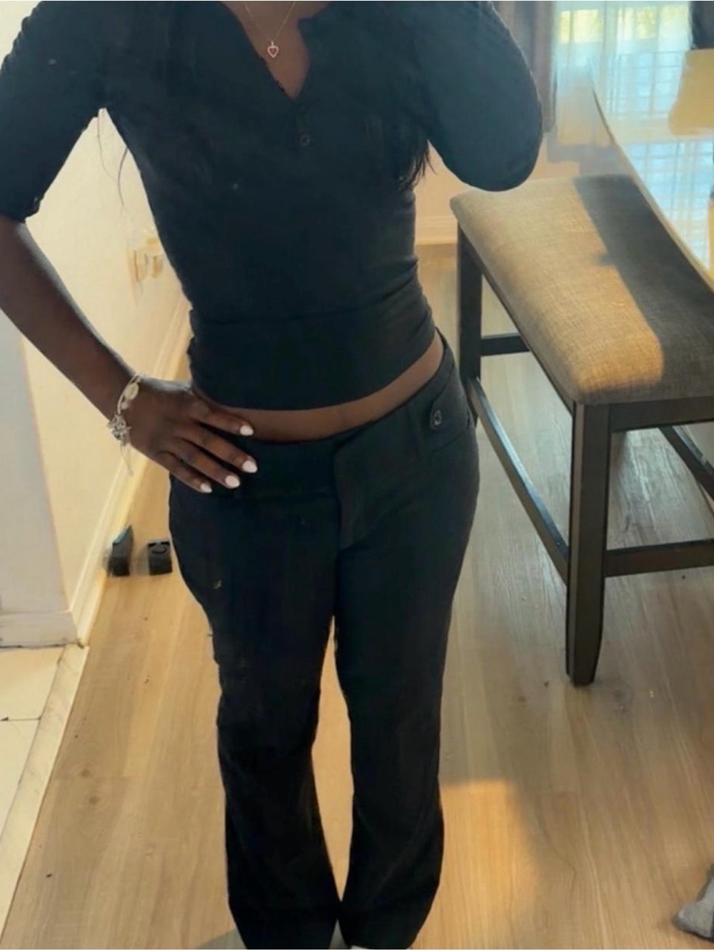 Candie's Black Straight-Leg Women's Pants